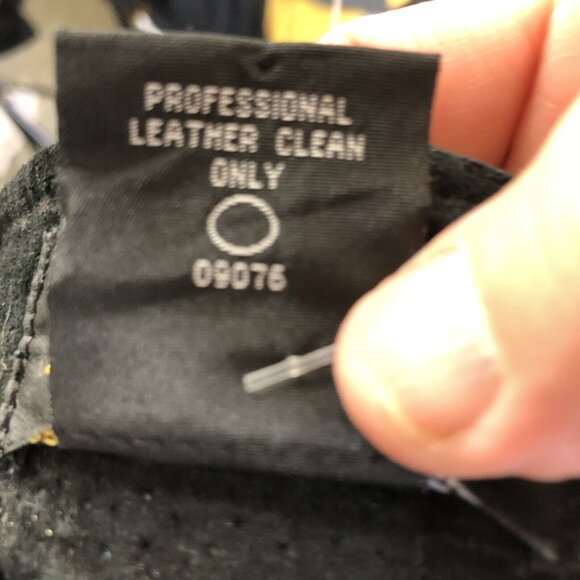 Metrostyle Maxi Skirt Womens 10 Black Blue Leather Circle Patches Mod Groovy - Picture 13 of 16